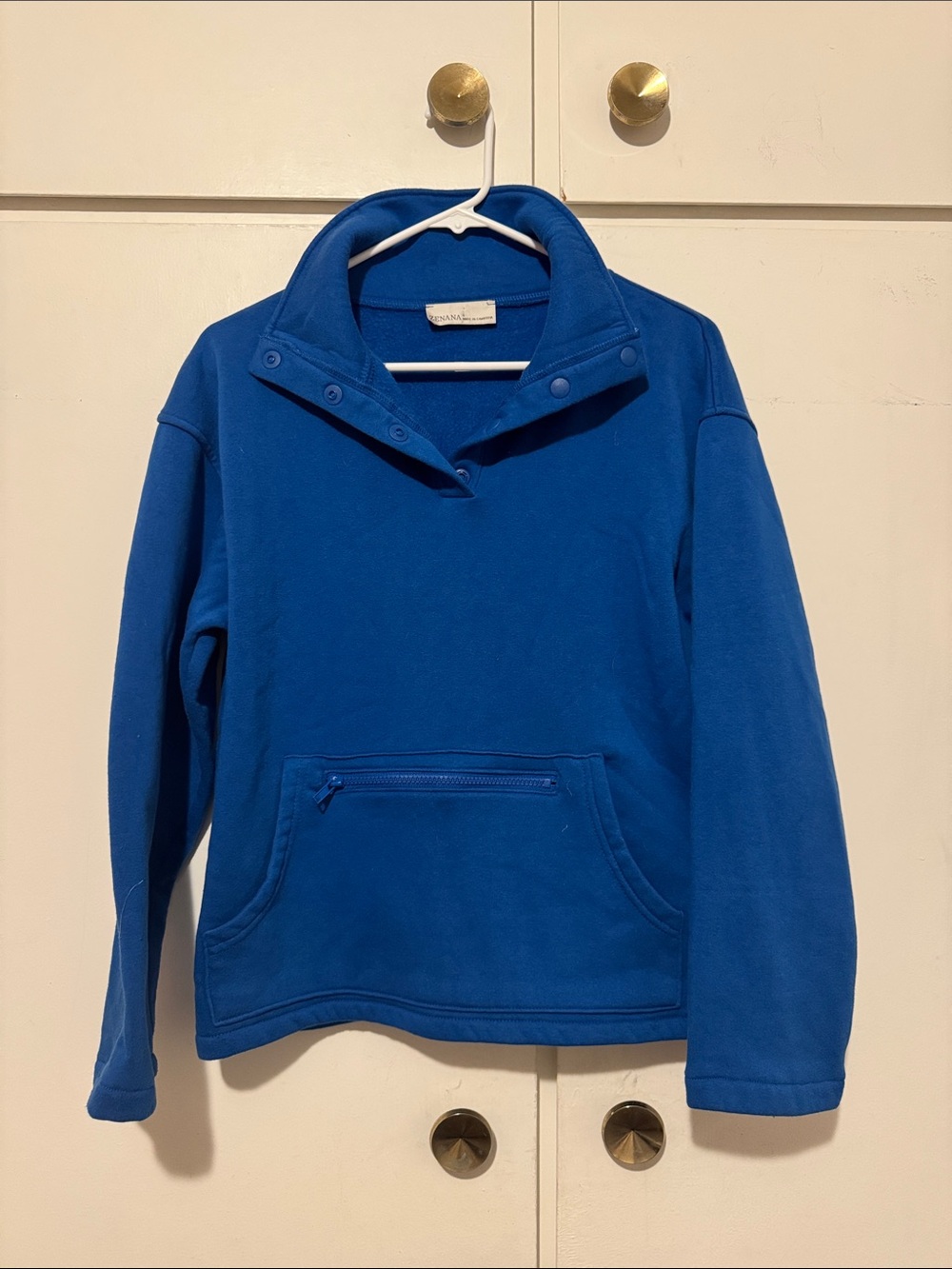 Zenana  Snap-Front Pullover Fleece Sweater - Blue